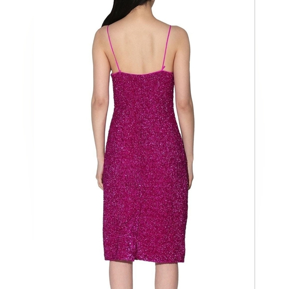 Walter Baker SPLIT NECK MADINA BODYCON MIDI SEQUIN DRESS NWT SIZE 2 - Picture 2 of 12